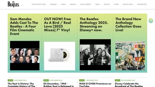 The Beatles news page screenshot